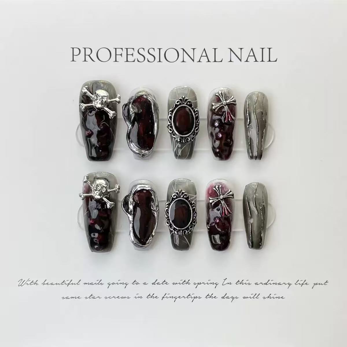 NAILOVEGothic-style long manicure for Halloween
