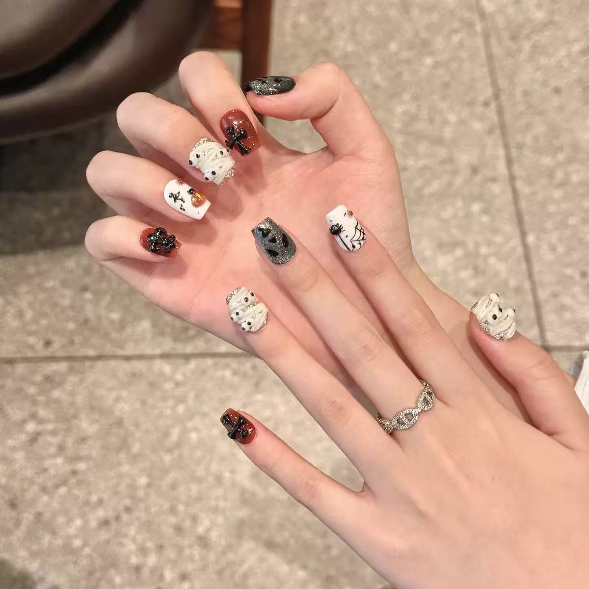 NAILOVECute 3D Mummy Halloween Short Nail Art